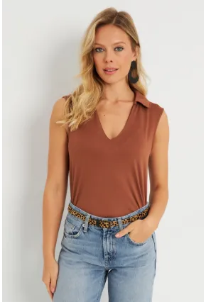 Kadın Polo Yaka Bluz Badem AYD276