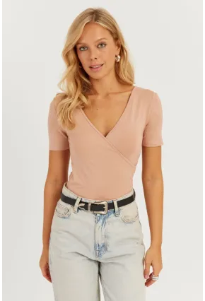 Kadın Pudra Kruvaze Bluz AYD304