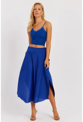 Kadın Saks Asimetrik Etek LV176