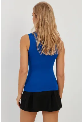 Kadın Saks Kolsuz Bluz LPP1260