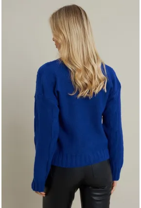 Kadın Saks Saç Örgülü Hırka YV295