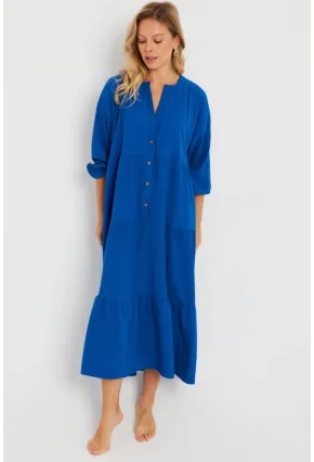 Kadın Saks Salaş Midi Elbise MQ982