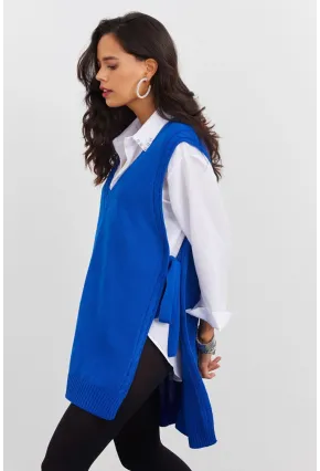 Kadın Saks Triko Süveter YV103