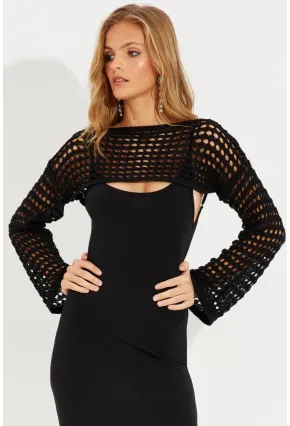 Kadın Siyah Ajurlu Bolero YV115