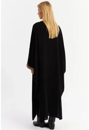 Kadın Siyah Aksesuarlı Şeritli Maxi Elbise MALO12