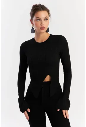 Kadın Siyah Asimetrik Bluz CG384