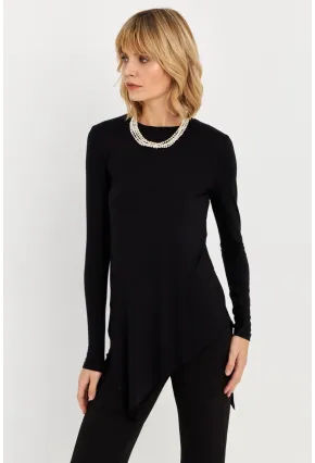 Kadın Siyah Asimetrik Tunik MLPP1186-1