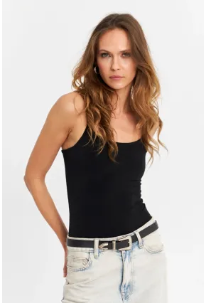 Kadın Siyah Askılı Body LİK15