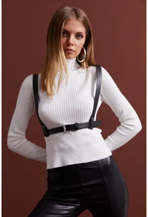 Kadın Siyah Askılı Kemer BE448