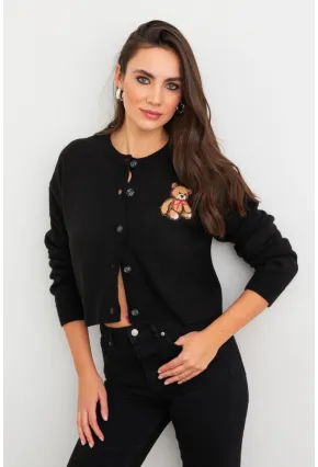 Kadın Siyah Ayıcıklı Hırka TEM99