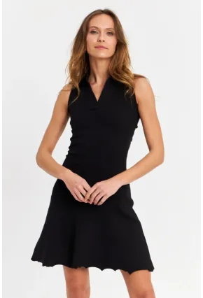 Kadın Siyah Bağlama  Detaylı Kaşkorse Mini Elbise FRY2271