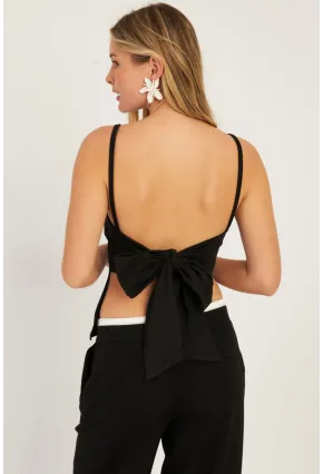 Kadın Siyah Bağlamalı Bluz EY2766