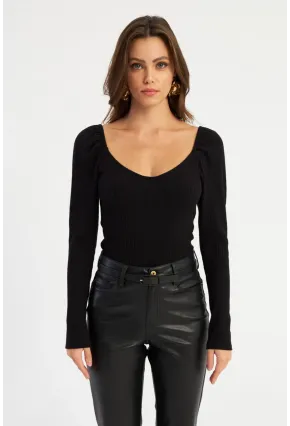 Kadın Siyah Balon Kol Bluz RK42