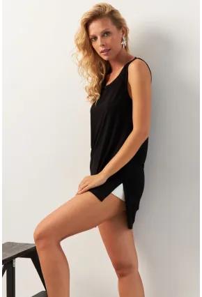 Kadın Siyah Basic Bluz RX437