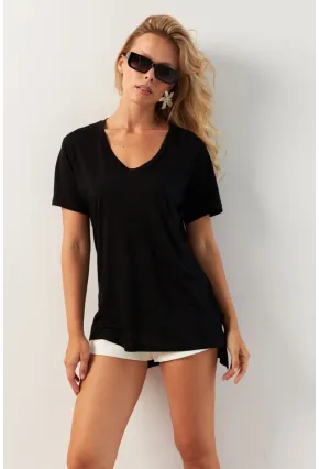 Kadın Siyah Basic Bluz RX438