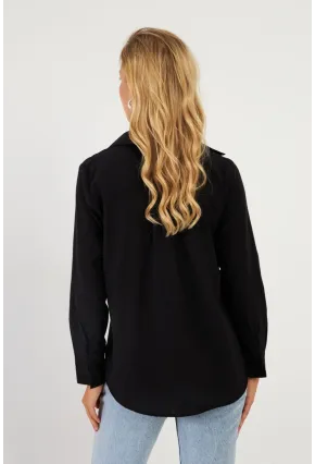 Kadın Siyah Basic Gömlek ZER411