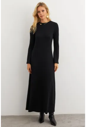 Kadın Siyah Basic Maxi Elbise MTF30