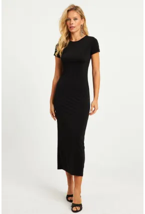 Kadın Siyah Basic Midi Elbise DMR261