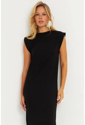 Kadın Siyah Basic Midi Elbise DMR279
