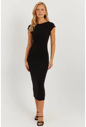Kadın Siyah Basic Midi Elbise MEN2040