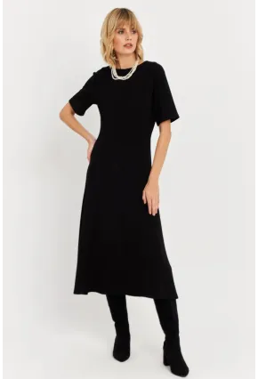 Kadın Siyah Basic Midi Sweat Elbise MHOL102