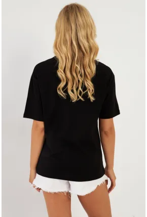 Kadın Siyah Baskılı T-Shirt AYD356