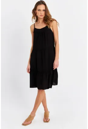 Kadın Siyah Beli İpli Midi Elbise PC22756