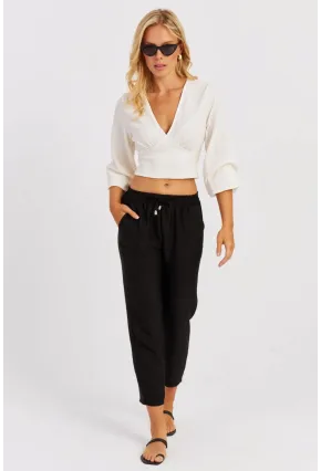 Kadın Siyah Beli Lastikli Pantolon GÇ161