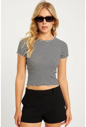 Kadın Siyah-Beyaz Çizgili Bluz XL2005