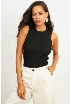 Kadın Siyah Bisiklet Yaka Triko Bluz YV91