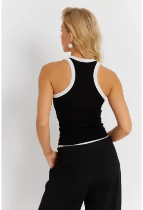 Kadın Siyah Biyeli Bluz MK27