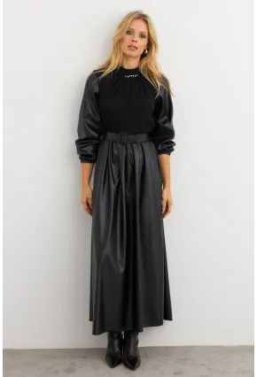 Kadın Siyah Bloklu Taşlı Elbise MALZ101