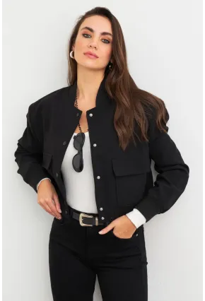 Kadın Siyah Bomber Ceket QRS8375