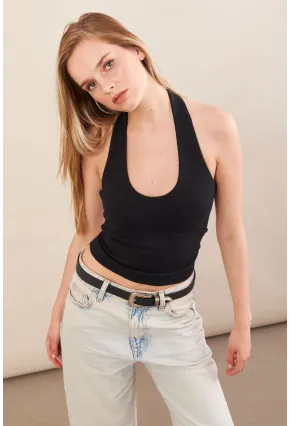 Kadın Siyah Boyun Askılı Bluz ZH171