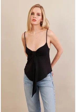 Kadın Siyah Büzgülü Asimetrik Bluz ZH172