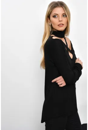Kadın Siyah Çapraz Yaka Tunik B53