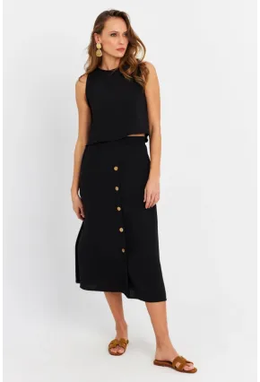 Kadın Siyah Crop Etek Takım MQ0030