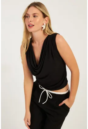 Kadın Siyah Degaje Yaka Bluz YZ1020