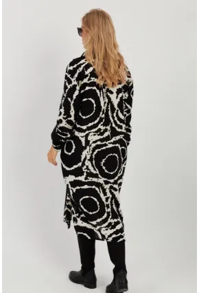 Kadın Siyah Desenli Gömlek Elbise LV174