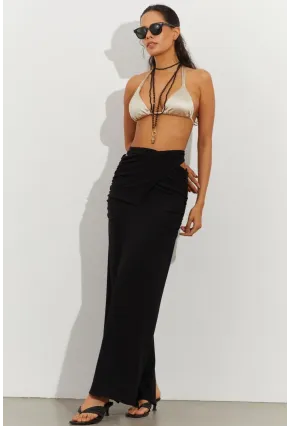 Kadın Siyah Drapeli Etek B224