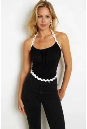 Kadın Siyah Düğümlü Bluz EY2823