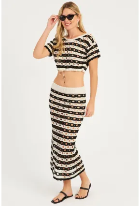 Kadın Siyah-Ekru Ajurlu Alt Üst Takım  MZU600