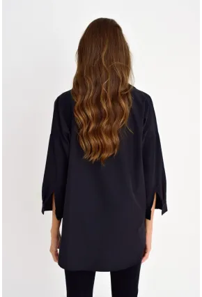 Kadın Siyah Fermuarlı Gömlek DY25580