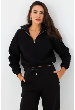 Kadın Siyah Fermuarlı Sweatshirt DY1463