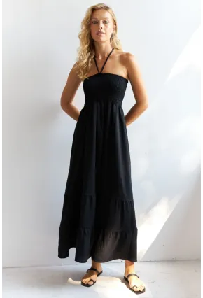 Kadın Siyah Gipeli Midi Elbise SF12813