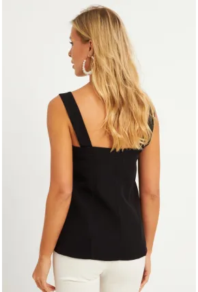 Kadın Siyah Gizli Düğmeli Yelek TW60236