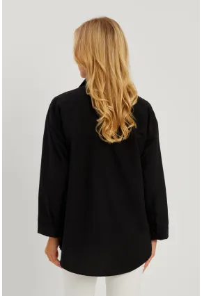 Kadın Siyah Gömlek Q987