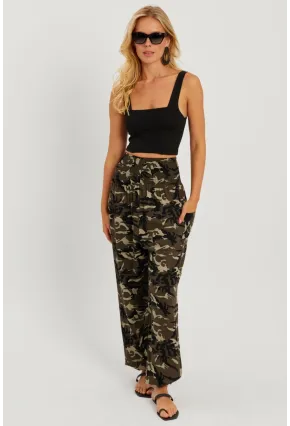 Kadın Siyah-Haki Beli Gipeli Şalvar Pantolon ÖM404