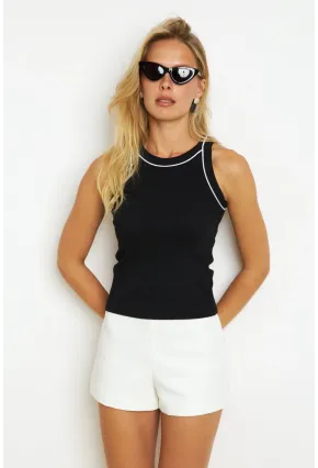 Kadın Siyah Halter Yaka Kaşkorse Bluz AYD326