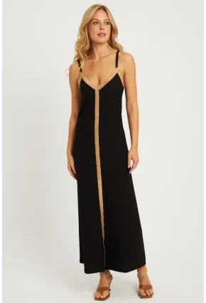 Kadın Siyah Hasır Detaylı Bürümcük Midi Elbise EY2839